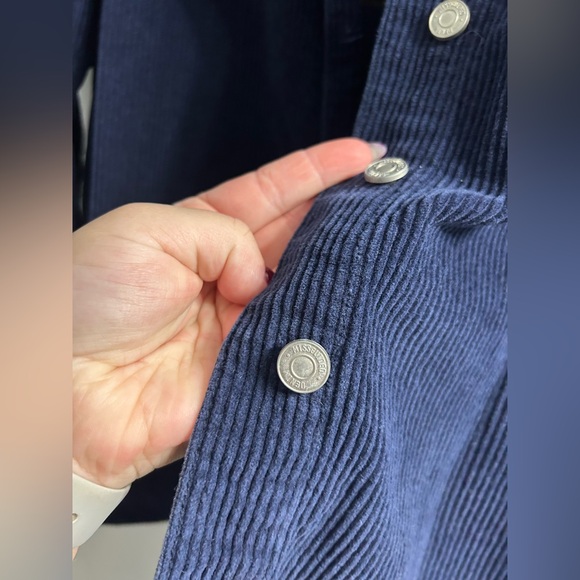 Missguided blue corduroy plaid button up jacket sweater - Picture 3 of 8